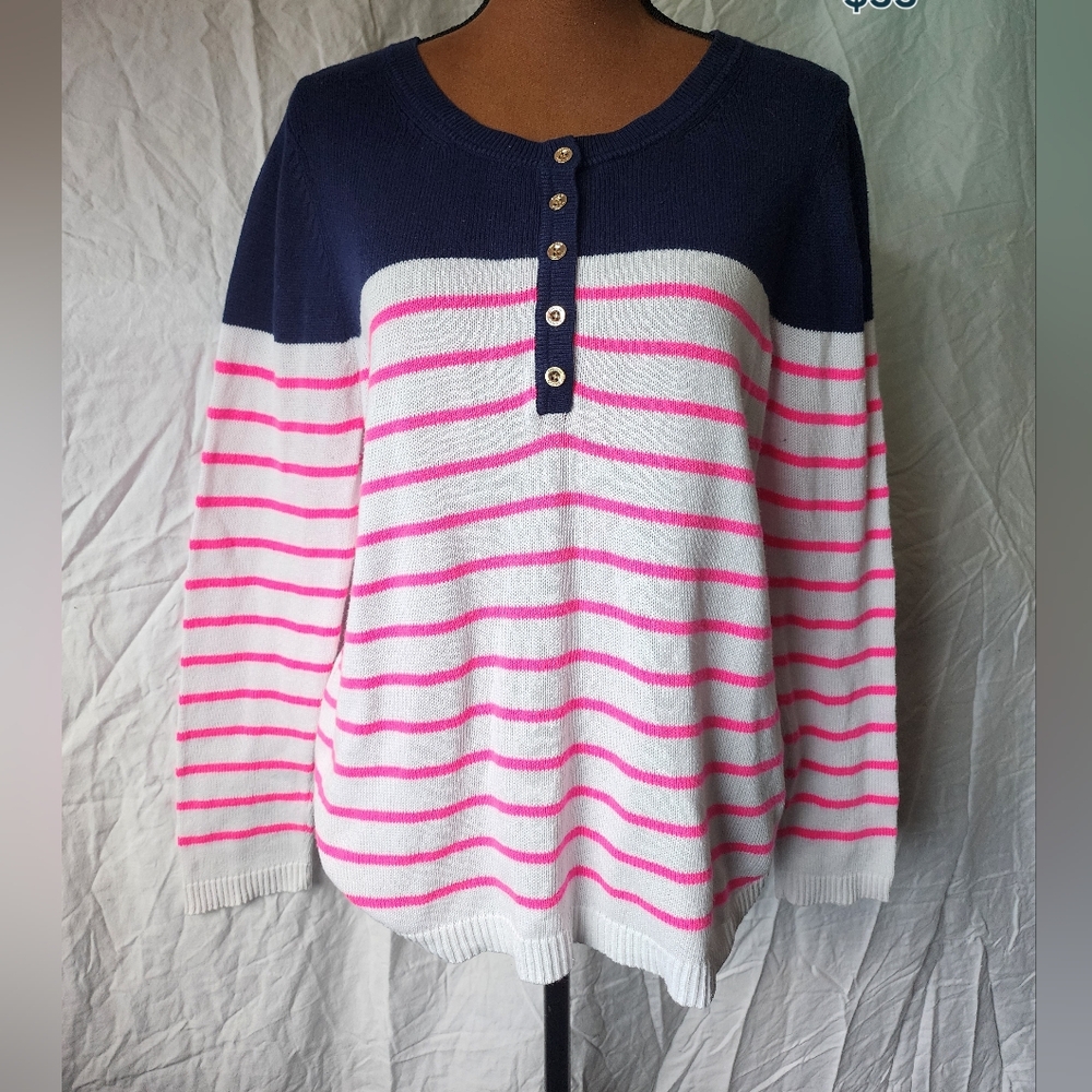 Lilly Pulitzer Striped Sweater - Navy and Pink
